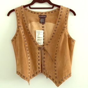 Bebe Vintage Tan Leather Vest size XS